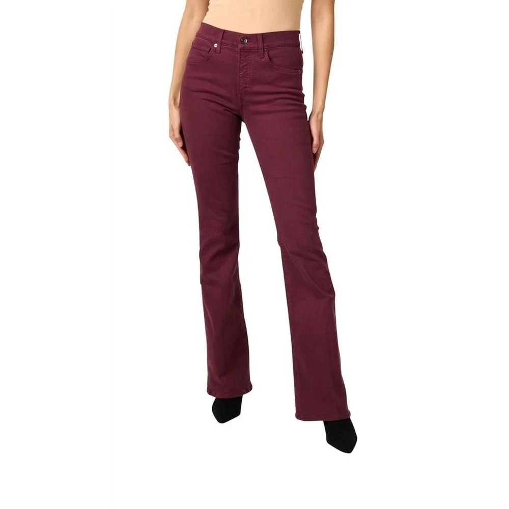 Veronica Beard Beverly Flare Jeans Women's 25 Merlot Red Denim High Rise Skinny